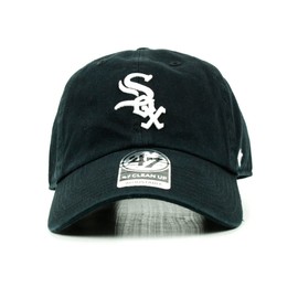 47Brand Low Cap 6 Panel Cleanup Chicago White Sox Black Black Black Men's Women's American Casual Street