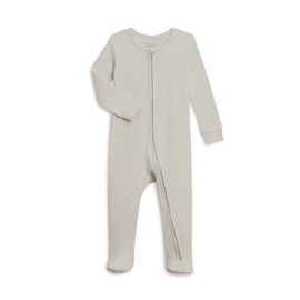 Colored Organics Baby Organic Cotton Peyton Zip Up Footed Sleeper - Stone - 18-24M