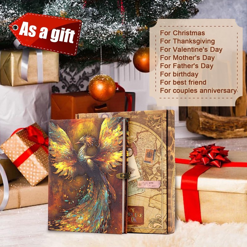 124 Pages 9.4 * 8.3 Inch Scrapbook Photo Album,Retro Style