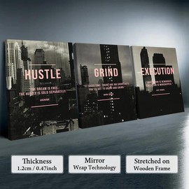 Wooden Framed Canvas Painting for Room Decor, 3 Counts/set Inspirational Letter Pattern Wall Art, Wall Decor for Home Living Room Bedroom Office, Fall Decor - Specification: 12X16inch(Framed)-F, Color: Multicolor