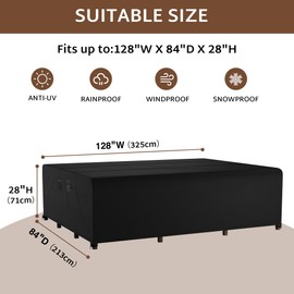 iBirdie iBirdie Outdoor Patio Furniture Set Covers 128 x 84 inch Waterproof Weatherproof Rectangular Cover, Heavy Duty 600D for Outside Dining Table and Chairs