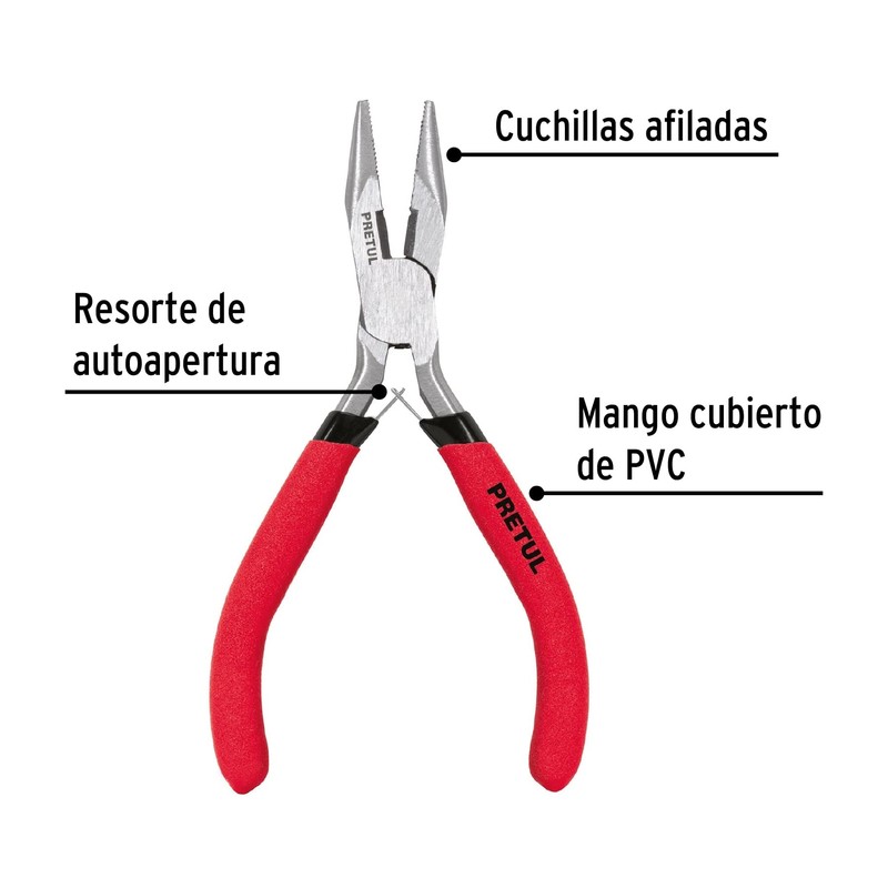 Pretul PMP-PU4, Pinza de punta y corte 5", mango de