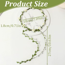 2Pcs Blumenkranz Haare Blumenkrone Damen Mädchen Boho Blumen Haarband, Blumenkrone Stirnband Boho Blumen Haarband Handgefertigte Rosenblatt Haarbänder Hochzeits Party Geburtstag Kopfschmuck