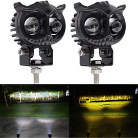 Szdystar - Luces LED antiniebla de conducción, faros delanteros de doble color ámbar/blanco, 2 piezas, 6.6 cm, luces auxiliares para motocicleta/camión/coche/ATV/SUV/barco/carretilla elevadora/tractor