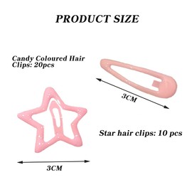 QISANKEE 30 Pcs Star Snap Hair Clips Star Hair Accessories Non Slip, Cute Colorful Hairpin, Multiple Colors Metal Hair Clips Star Hair Barrettes for Girls Women Toddlers Kids Teens