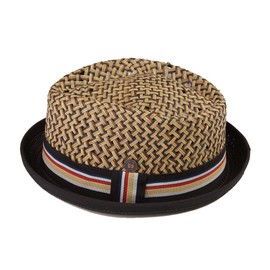 DASMARCA Max Natural with Black Brim Straw Retro Porkpie Summer Hat - S