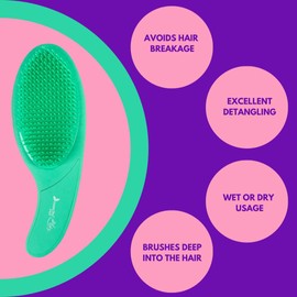 nascita Detangler Wet & Dry Hair Brush without Pulling for Women, Men and Children, Painless Detangling for All Hair Types, Detangling Brush for Wet and Dry Hair - Hair Brush Green