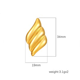 Chunky Gold Statement Earrings for Women,Fashion Large Geometric Wings Drop Earrings Rectangle Shell Wavy Dangle Earrings Trendy Jewelry Gifts (Gold)