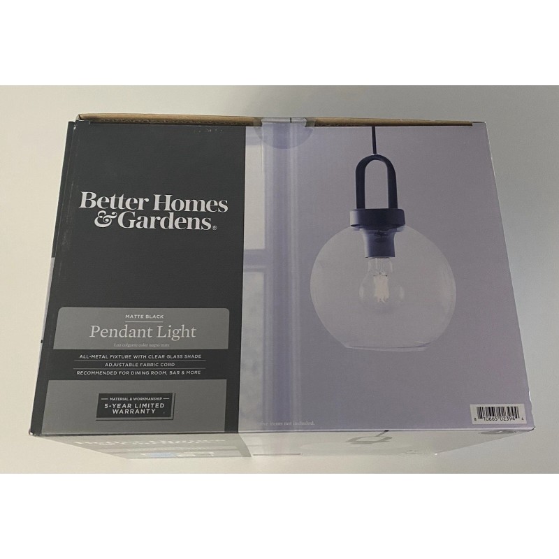 Better Homes & Gardens Globe Pendant Light, Black Finish -