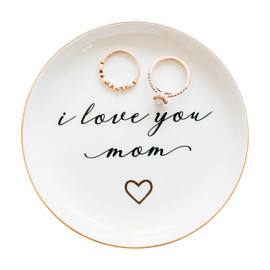 Mom Gifts for Mom - I love you Mom Jewelry Ring Dish | Mothers Day Gifts from Daughter | Mom Birthday Gifts from Son | Ring Holder Jewelry Dish for Women | Modern | by Amy Holt Bridal