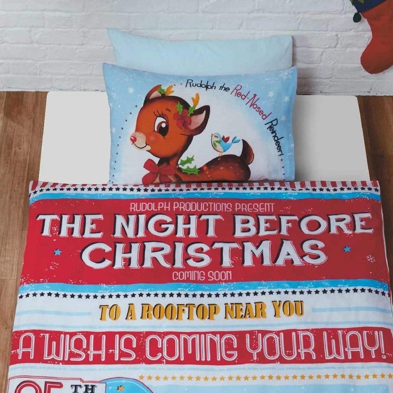 Rapport Home Night Before Christmas Duvet Set, Polyester-Cotton, Multi-Colour, Single