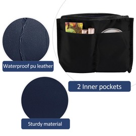 Cosmetic Bags for Women Small Makeup Bag for Purse Pu Leather Makeup Pouch Travel Makeup Bag with Zipper Make Up Bag for Travelling (Dark Blue)