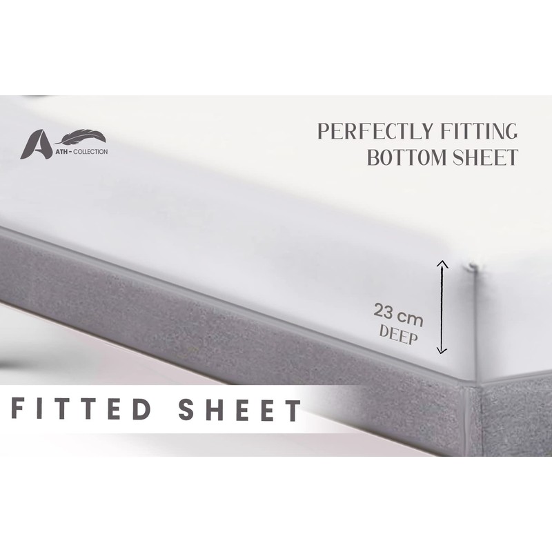 AATH COLLECTION Egyptian Cotton Fitted Sheet 23 CM Deep, 200
