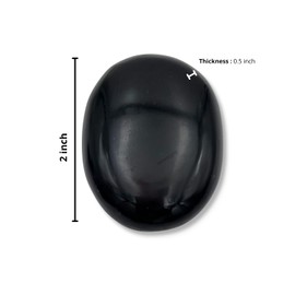 Wholesalegemshop Black Agate Gemstone Carved Palm Stone/Pocket Palm Stone/Reiki Healing & Crystal Grid for Natural Body Chakra Balancing