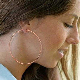 Huge Hoop Earrings for Women - Hypoallergenic with 925 Sterling Silver Post, Plated Rose Gold 80mm Big Earrings for Women Girls