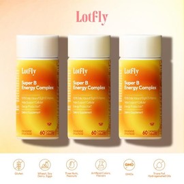 【Super Big】LOTFLY Super B Energy Complex Nutrition 9 in 1 Vitamin B1, B2, B3, B5, B6, B7,B9,B12 with Taurine - Edible Healthcare for Dietary Tablet:_3 Bottles