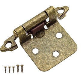 Antique Brass Kitchen Cabinet Hinges Overlay, 50 Pack (25 Pairs) Self Closing Flush Face Mount Cabinet Hardware Hinges for Cabinet Doors