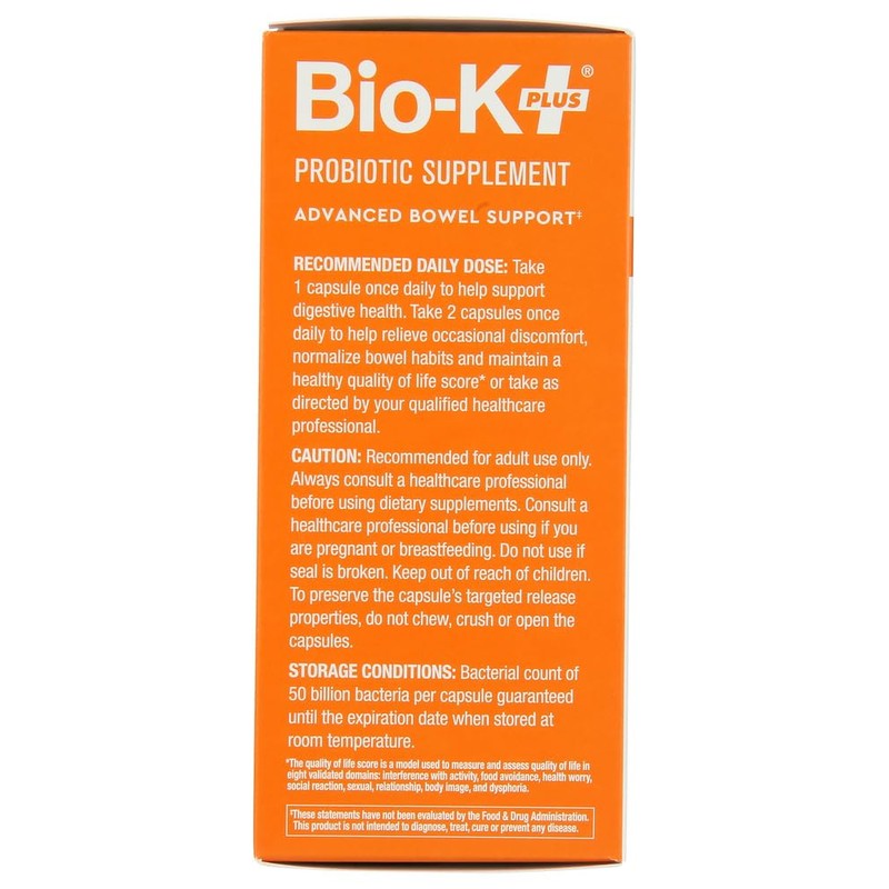 Bio-K Plus Bio K Advanced Bowel Support Suplemento Probiótico Vegano