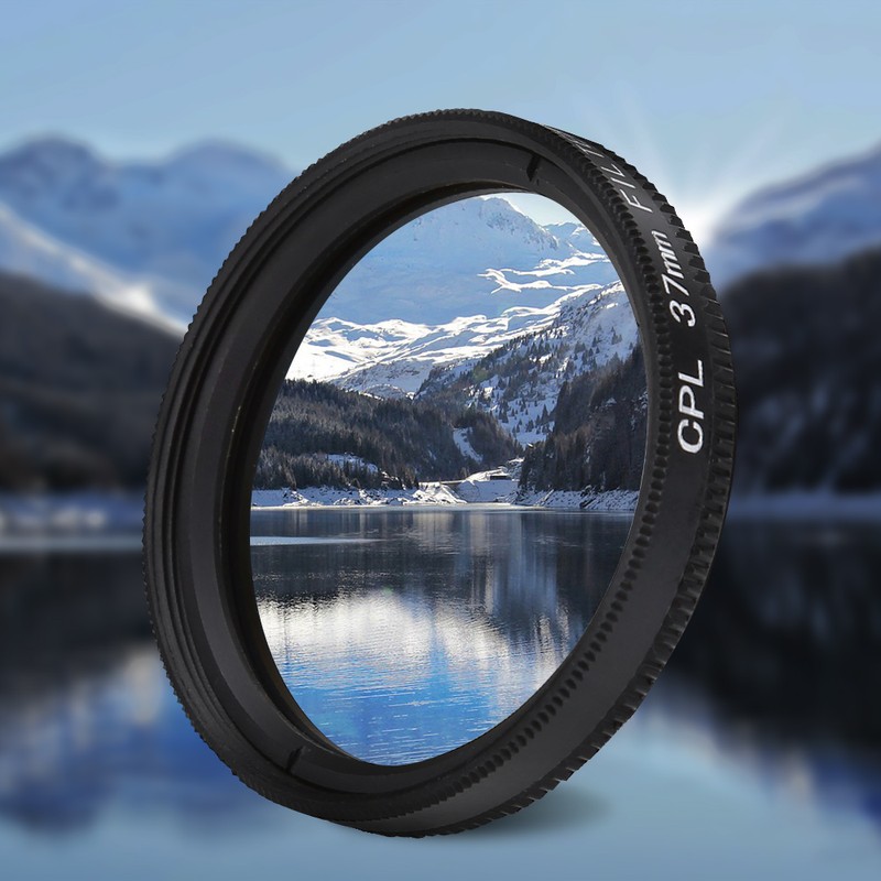 37mm Circular Polarizer Lens Filter with Adapter Ring Protective Cap