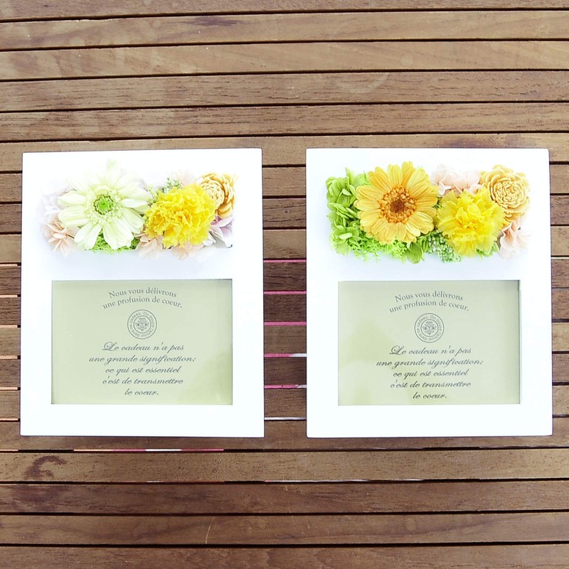 SSP09 Preserved Flowers Photo Frame, Parfait Campagne Gerbera Orange White,