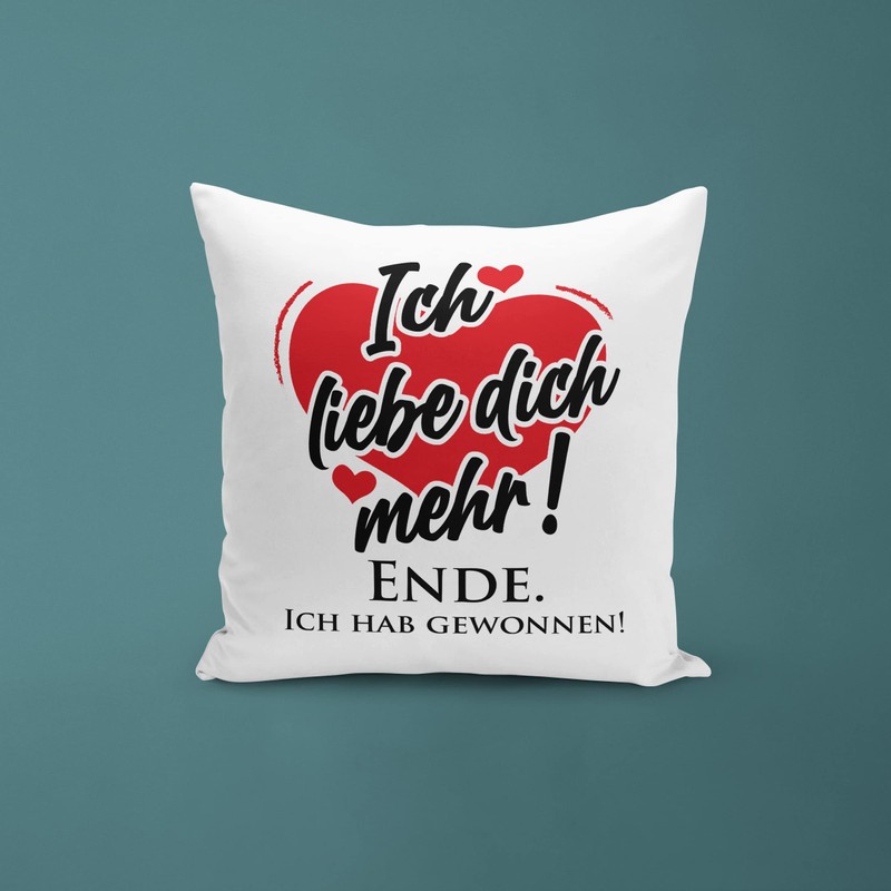 LIEBTASTISCH - Cushion with Saying "I Love You More" -