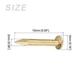 METALLIXITY Small Nails (2x15mm) 50pcs, Brass Tiny Hardware Nails - for Household Woodworking, Brass Tone