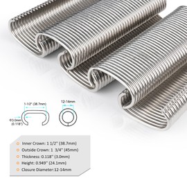 C50 Plier Staples 11 Gauge Manual Snap Rings 1 3/4-Inch Crown for Hog Ring Gun 13.5-14mm Closure Diameter 304 Stainless Steel C Ring Staples(320PCS) for Wire Cages, Mattress, Gabion