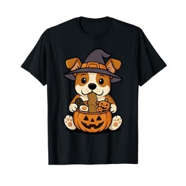 Spooky Jack Russell Terrier Pumpkin Japanese Ramen Noodles T-Shirt