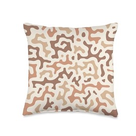 Trendy Mocha Mousse Brown 2025 Matisse Coral Reef Pattern Throw Pillow