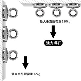 Kspowwin Super Strong Magnetic Hook, Load Capacity 28.7 lbs (130 kg), Diameter 2.4 inches (6 cm), Strong Magnet, For Office/Work, Bathroom, Outdoor, Wall Hanging, Pack of 1