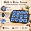2 Pack Silicone Muffin Pans for Baking, 12-Cup Muffin Tin