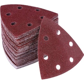 ANBOWEI Sandpaper Triangle Sander, Pack of 60 Sanding Sheets Velcro Sanding Triangles 90 x 90 x 90 mm Delta Sander, Sanding Sheet 40 60 80 120 180 240 Grit for Multi Sanders - 6 Holes