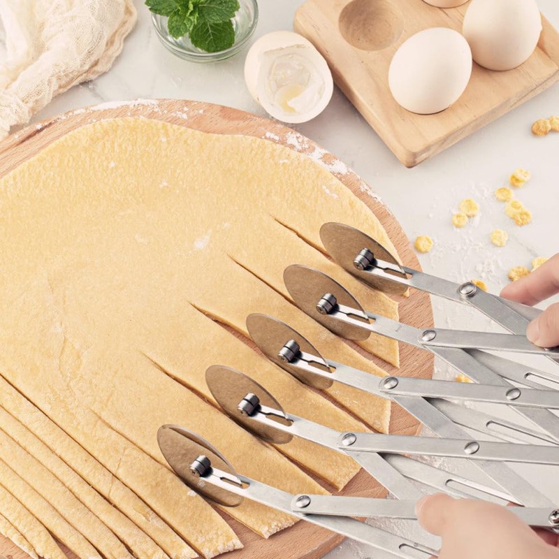 MTOMDY 5-Wheel Pastry Knife, Spaghetti And Noodle Slicer, Stainless Steel