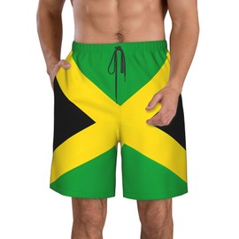 ZBDSKLEX Jamaica Men's Swim Trunks Board Shorts Quick Dry Swimsuit with Mesh Lining Jamaica Flag Beach Shorts