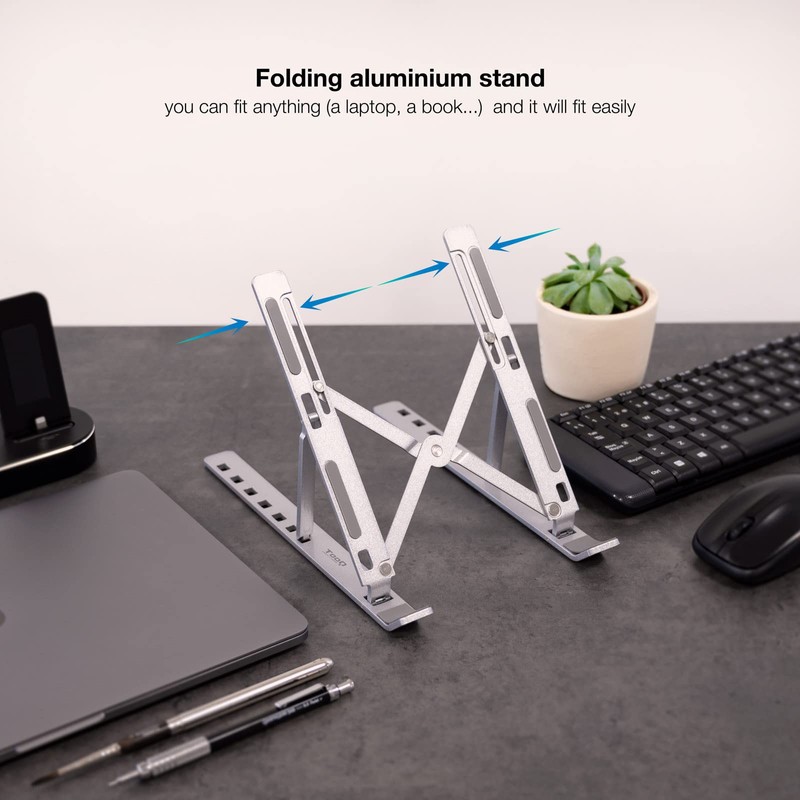TooQ TQLRS0035-AL - Aluminium Alloy Folding Stand for Laptops, Tablets,