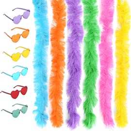 6 Pcs Feather Boa, Feather Boas, Feather Boas Multipack, Feather Bower, Artificial Fluffy Boas Fancy Dress, For Women Fancy Costume For Girls Dress Up Dancing Wedding Party Cosplay (12pcs)