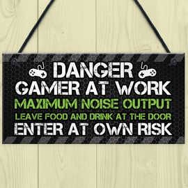 RED OCEAN Funny Gaming Warning Sign Novelty Gaming Gifts For Boys Birthday For Gamer