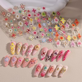 5 Sheets 5D Flower Nail Art Stickers Embossed Lily Hawaiian Floral Nail Decals Self Adhesive Hibiscus Summer Flower Nails Design Supplies Tropical Decor Accessories Pegatinas para Uñas