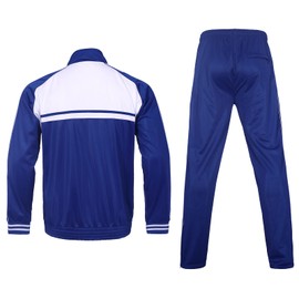 WearLink Men's Tracksuit Athletic Zipper Pockets Casual Sport Jogging Sweatsuit Sweatpant 2 Piece Tracksuit Set With Pockets (Royal&White,XXL)