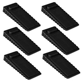 HUSAIHU 6 Pack Rubber Door Stoppers, Stylish Overlapping Door Stop for Most of Surface Types, Heavy Duty Door Wedge for Homes and Offices, Door Stoppers for Floor (Black)