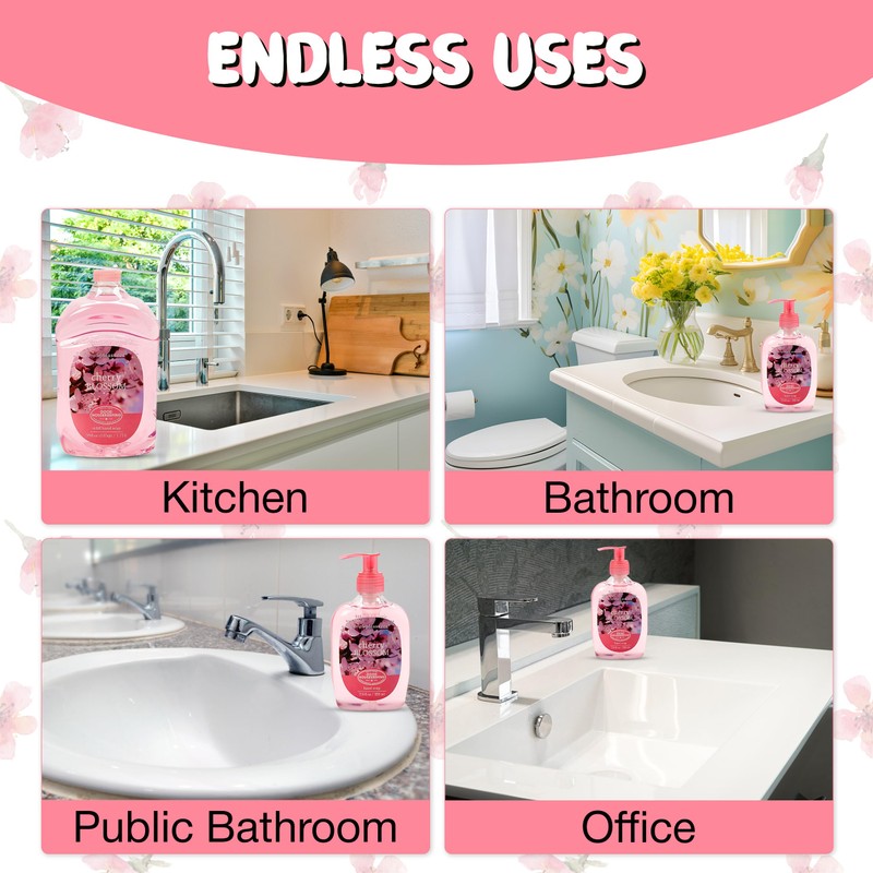 SIMPLE PLEASURES Premium Hand Soap Refills - Cherry Blossom Scent,