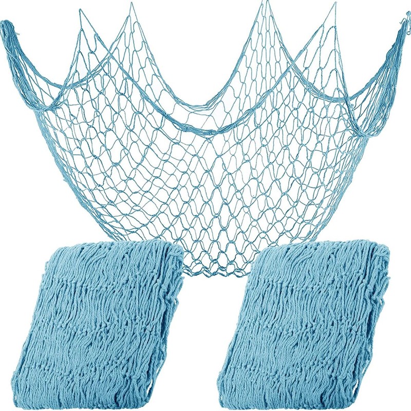 Abizarch 2 Pcs Fish Netting Decoration Beige Nautical Fish Net