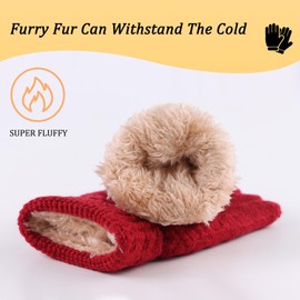 Pesaat Kids Winter Gloves Fleece Warm Toddler Boy Knitted Glove Children Girl Ski Gloves 3-12 Years (Burgundy, 3-6 Years)