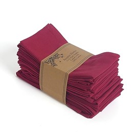 ACCENTHOME Cloth Napkins Set of 12 18x18 inch 100% Cotton Dinner Napkin Washable Hotel Quality Reusable Kitchen & Table Linen for Fall Thanksgiving Family Dinners Weddings & Everyday Use - Burgundy