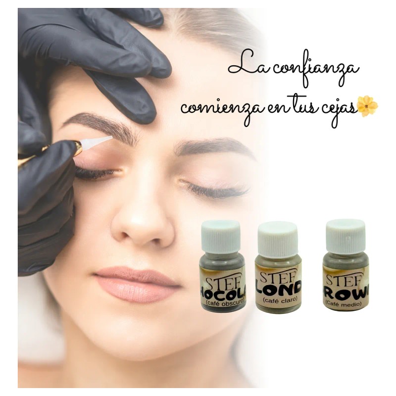 Kit Henna Ceja Hd 3 Tonos Organica Steff Microblading Henna