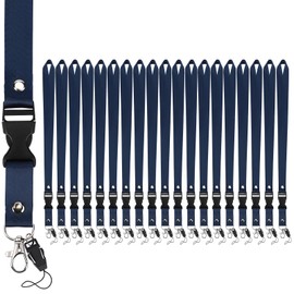 Segus Neck Lanyard, Pack of 20 Lanyard Blue, Key Chain with Strap, Lanyard with Removable Buckle, Lanyard for ID Sleeves, Keys, Name Tags (Dark Blue)