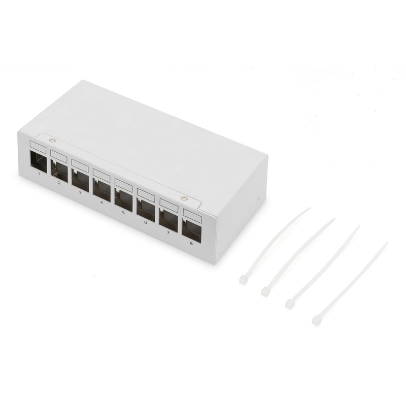 DIGITUS Desktop Modular Patch Panel Shielded 8 Port Light Grey