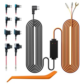 REDTIGER Dash Cam Multi-Size Hardwire Kit with Dual Indicator Light, USB C Power Port, Includes 4 Types of Fuses Adapters,24H Parking Monitoring with Low Voltage Protection