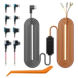 REDTIGER Dash Cam Multi-Size Hardwire Kit with Dual Indicator Light, USB C Power Port, Includes 4 Types of Fuses Adapters,24H Parking Monitoring with Low Voltage Protection