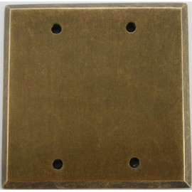 Aged Antique Brass 2 Gang Blank Wall Plate